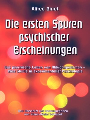 cover image of Die ersten Spuren psychischer Erscheinungen